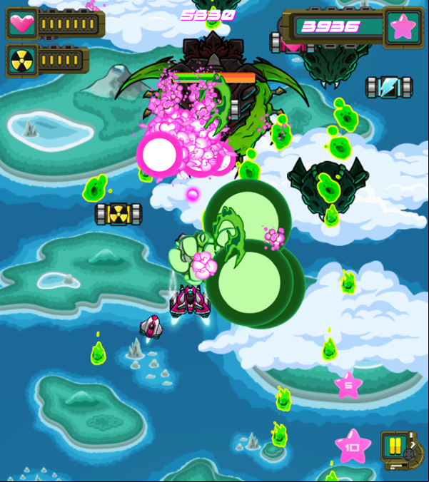 Sky Warrior Game Shooting First Boss Screenshot.