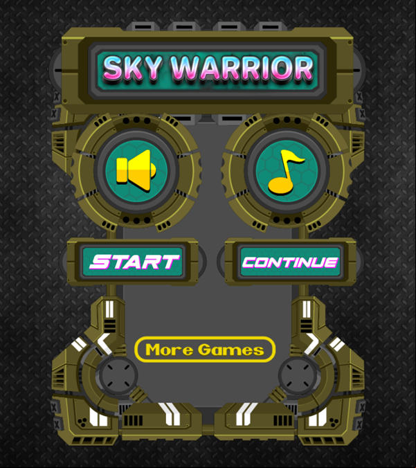 Sky Warrior Game Welcome Screen Screenshot.