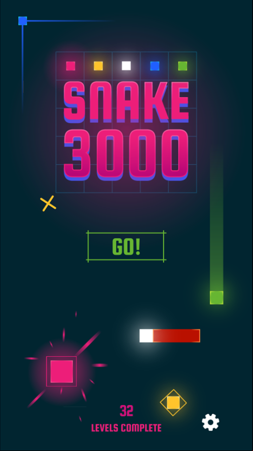 Snake 3000 Game Welcome Screen Screenshot.