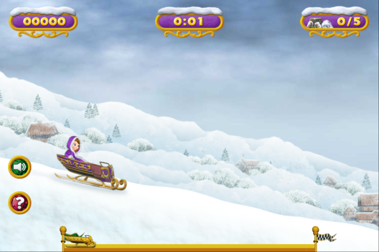 Sofia the First Magical Sled Race Game Start Screenshot.