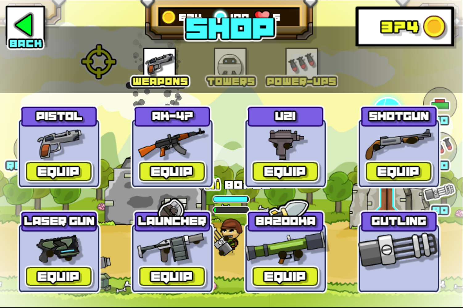 Soldier Legend Game Guns Menu Screen Screenshot.