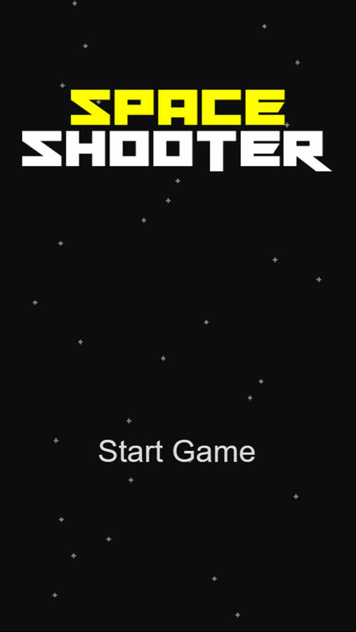 Space Shooter Game Welcome Screen Screenshot.