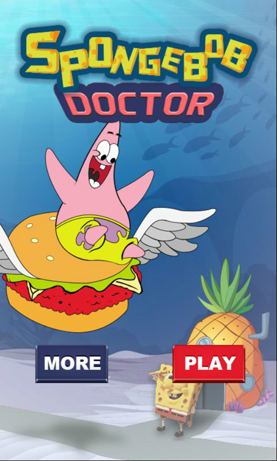SpongeBob Doctor Game Welcome Screen Screenshot.