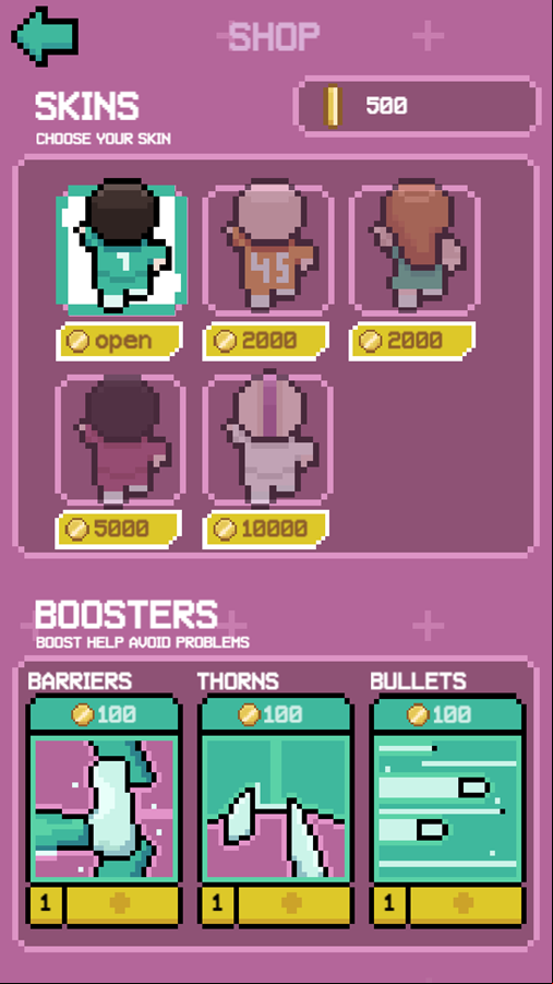 Squid Run Game Shop Screenshot.