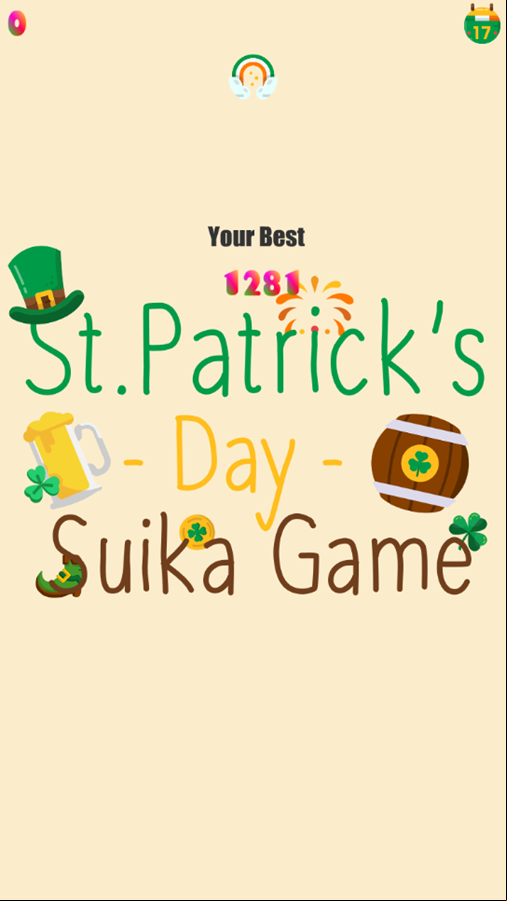 St Patrick's Day Suika Game Best Score Screenshot.