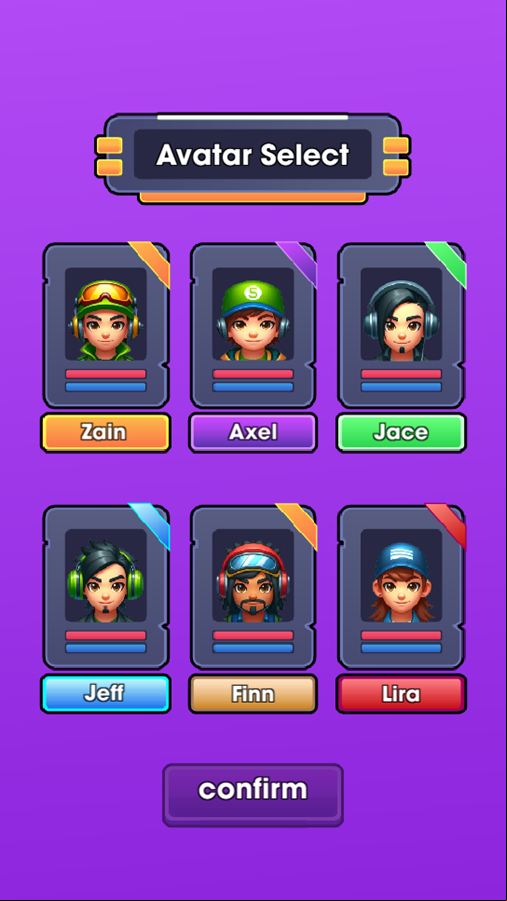Subway Runner Game Avatar Select Screenshot.
