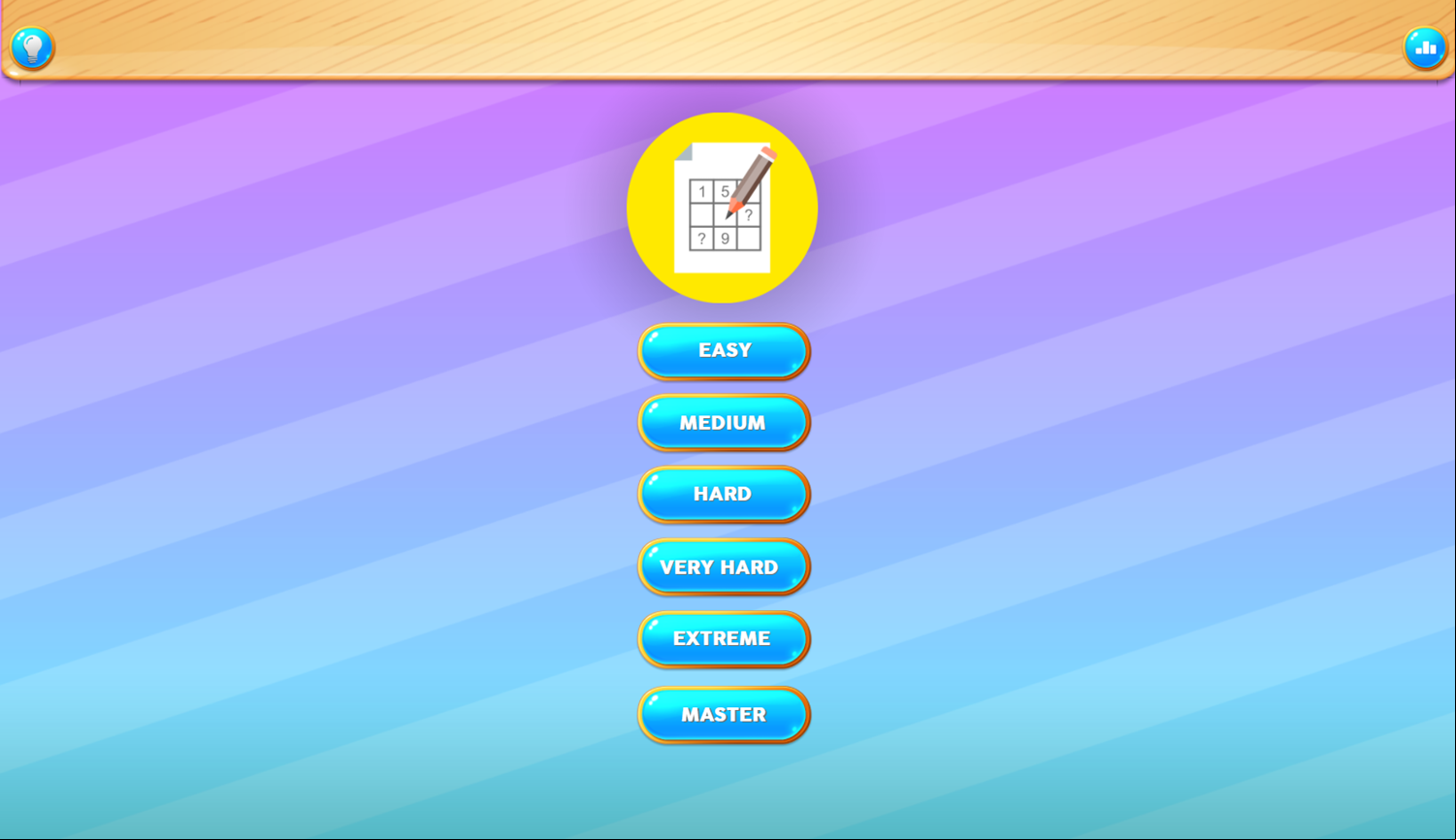 Sudoku Game Welcome Screen Screenshot.