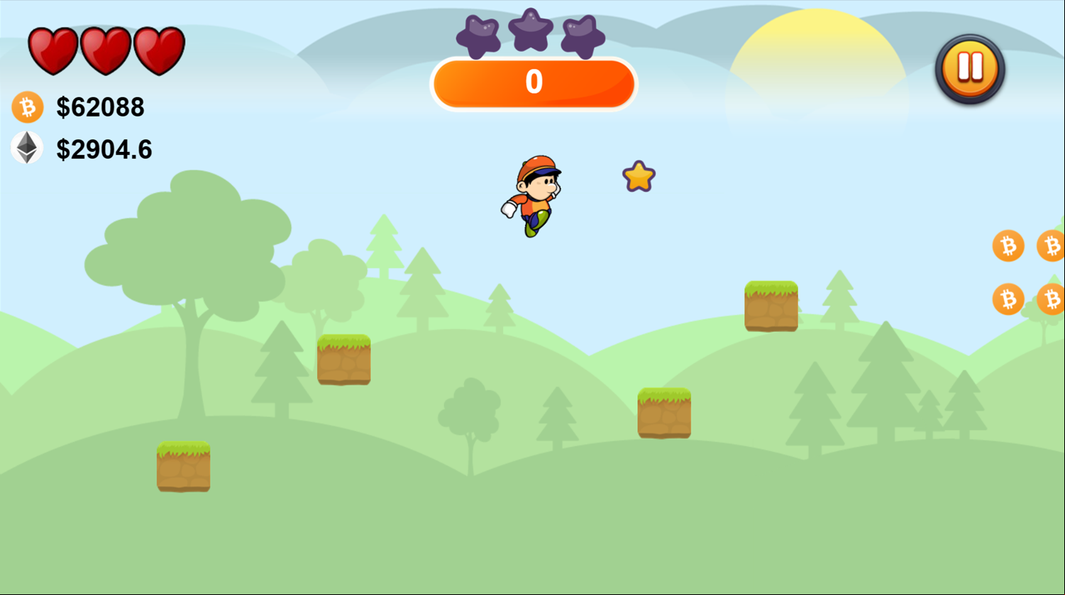 Super Bitcoin Boy Game Level Progress Screenshot.
