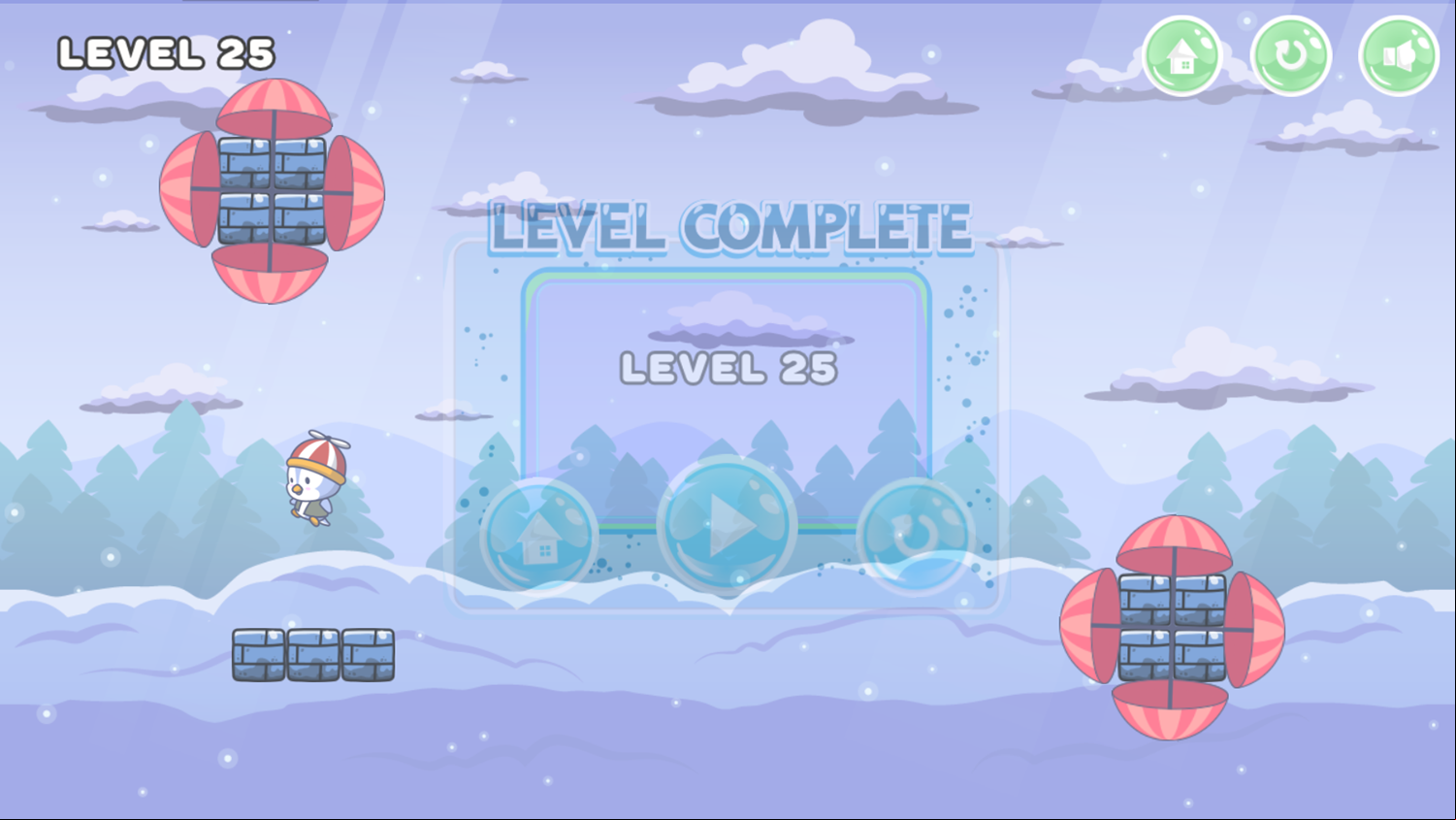 Sweet Penguin Game Beat Screen Screenshot.