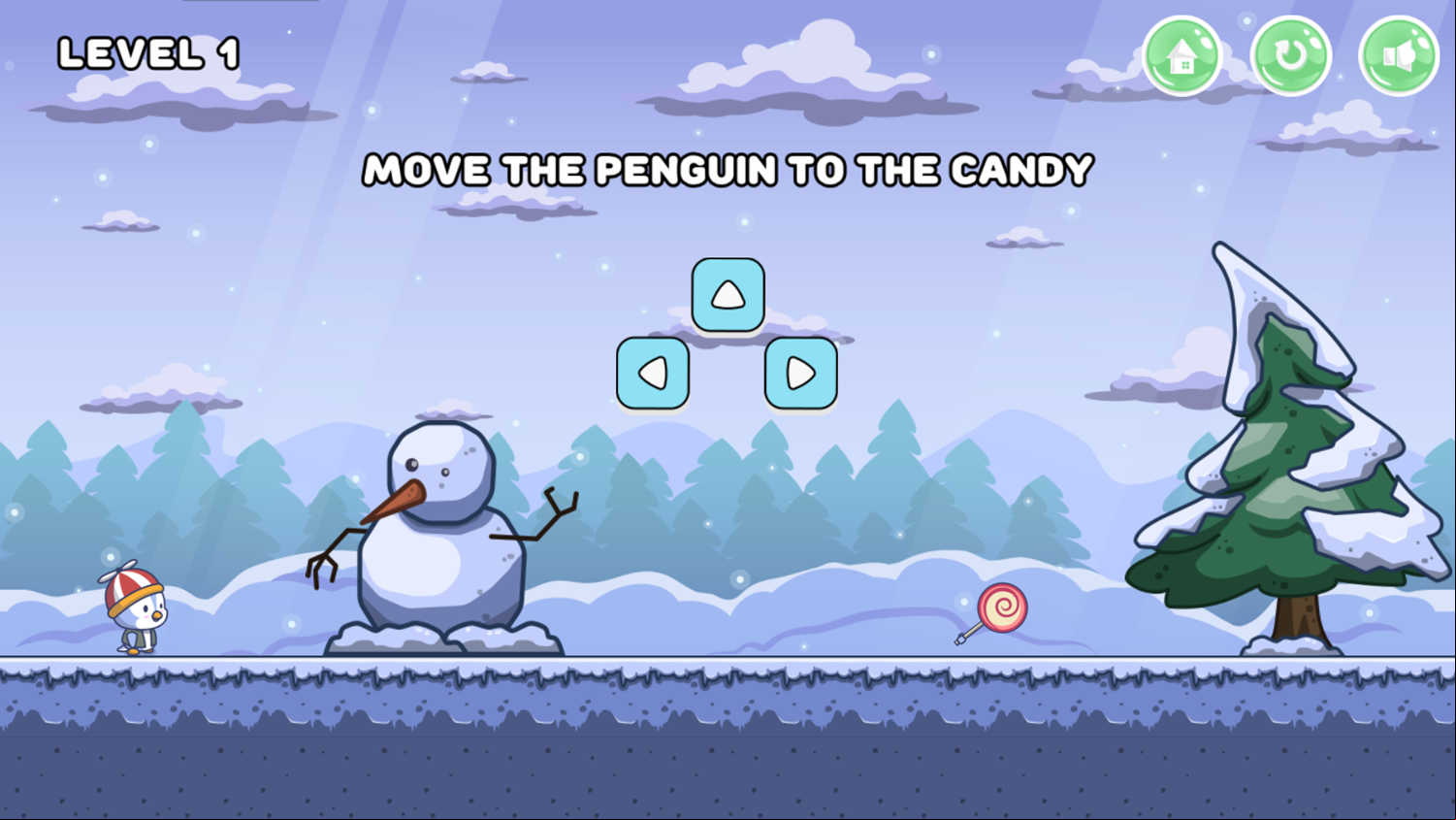 Sweet Penguin Game Movement Instructions Screen Screenshot.