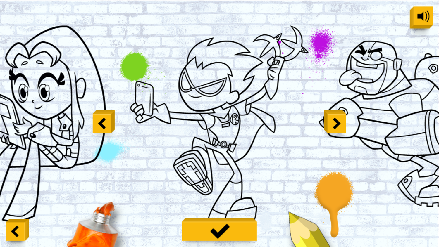 Teen Titans Go Color In Game Select Artwork Screenshot.