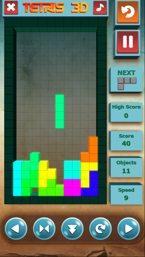 Tetris 3D Game Play Screenshot.