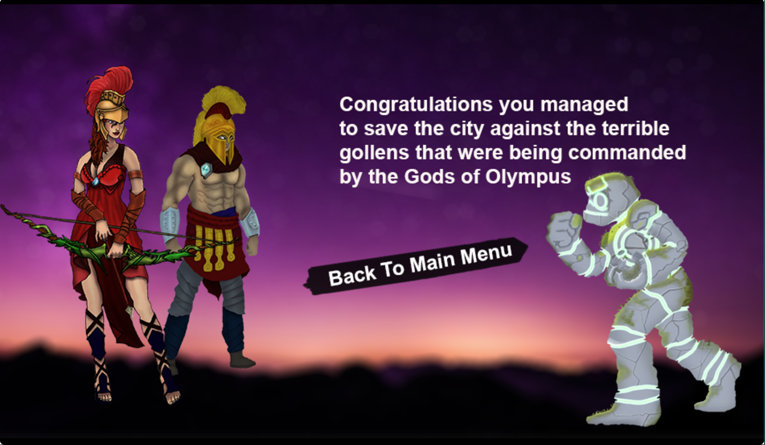 The End of Olympus Game Beat Screenshot.