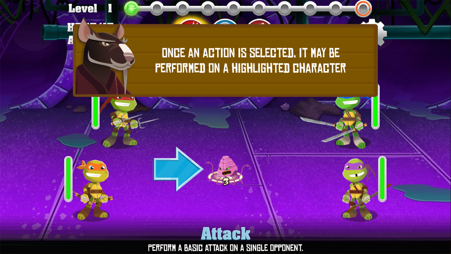 TMNT Pizza Quest Instructions Screenshot.