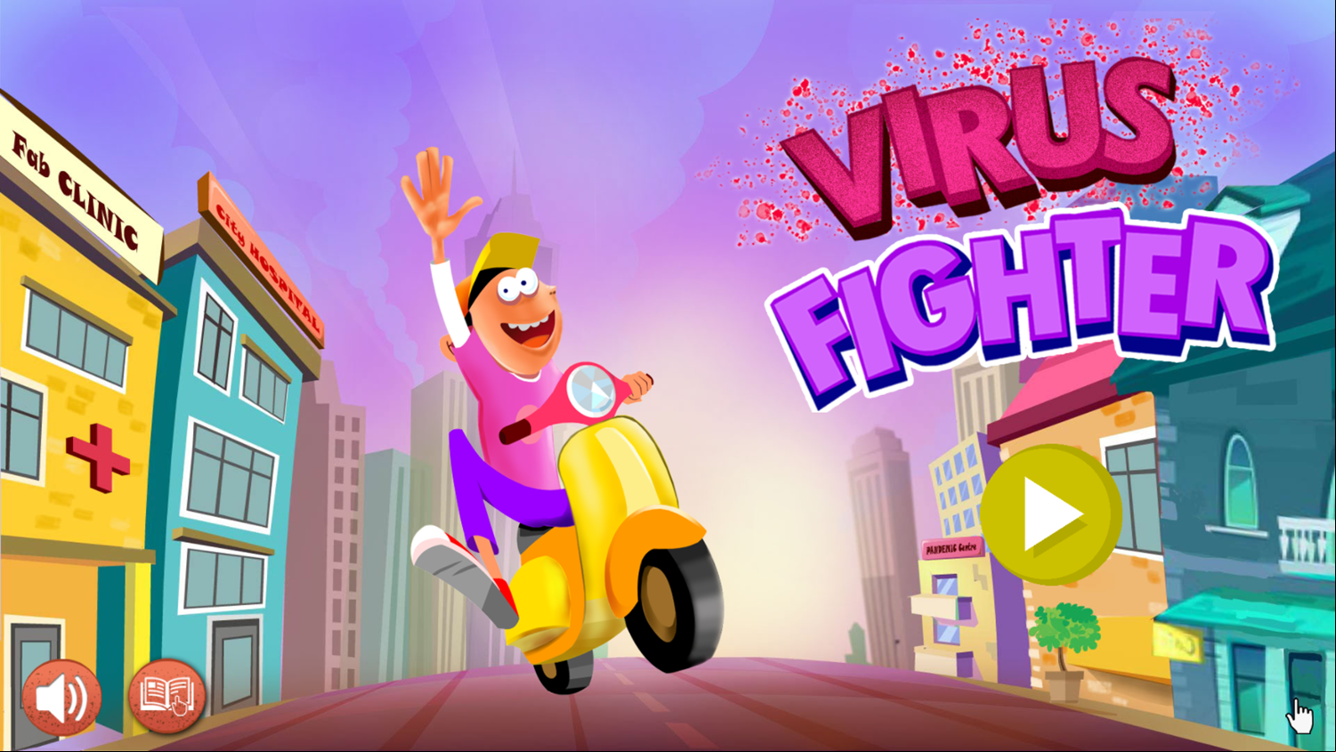 Virus Fighter Game Welcome Screen Screenshot.