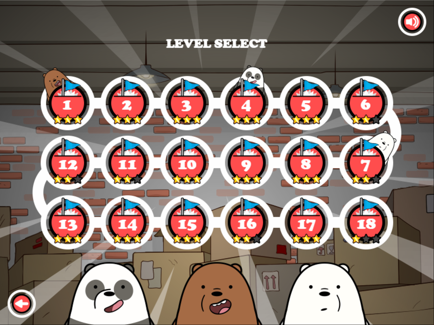 We Bare Bears Bouncy Cubs Level Select Screenshot.