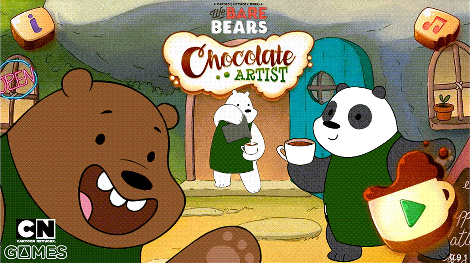 We Bare Bears Chocolate Artist Welcome Screen Screenshot.
