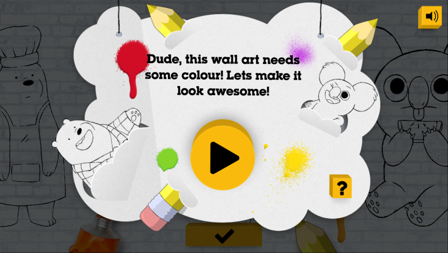 We Bare Bears Color In Game Welcome Screen Screenshot.