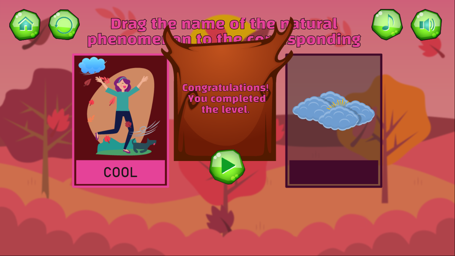 Weather Seasons Game Welcome Screen Screenshot.