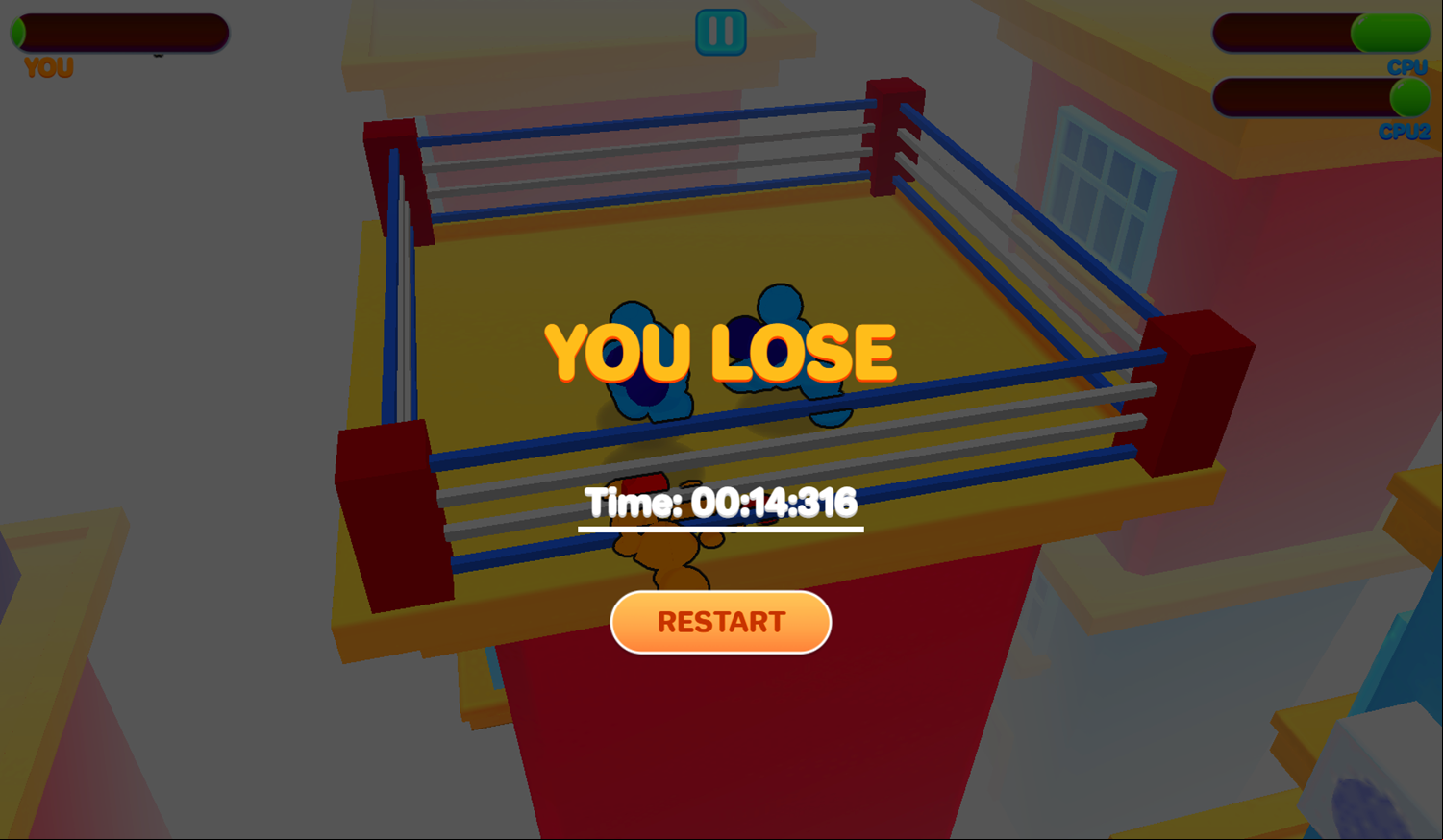 Wobbly Boxing Game Level Lose Screenshot.