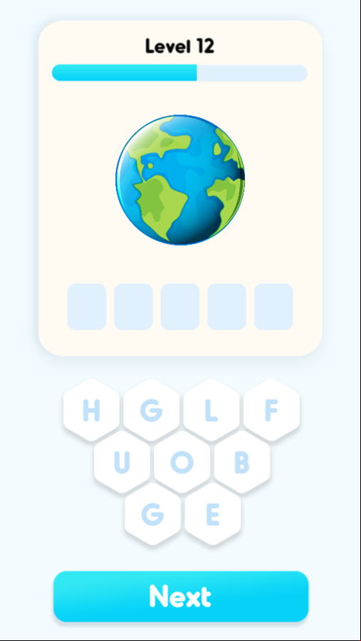 Word Quest Game Level Progress Screenshot.