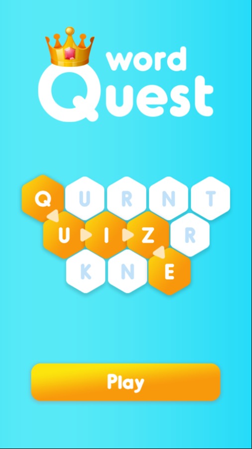 Word Quest Game Welcome Screen Screenshot.