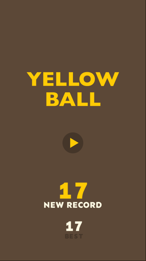 Yellow Ball Game Best Score Screenshot.