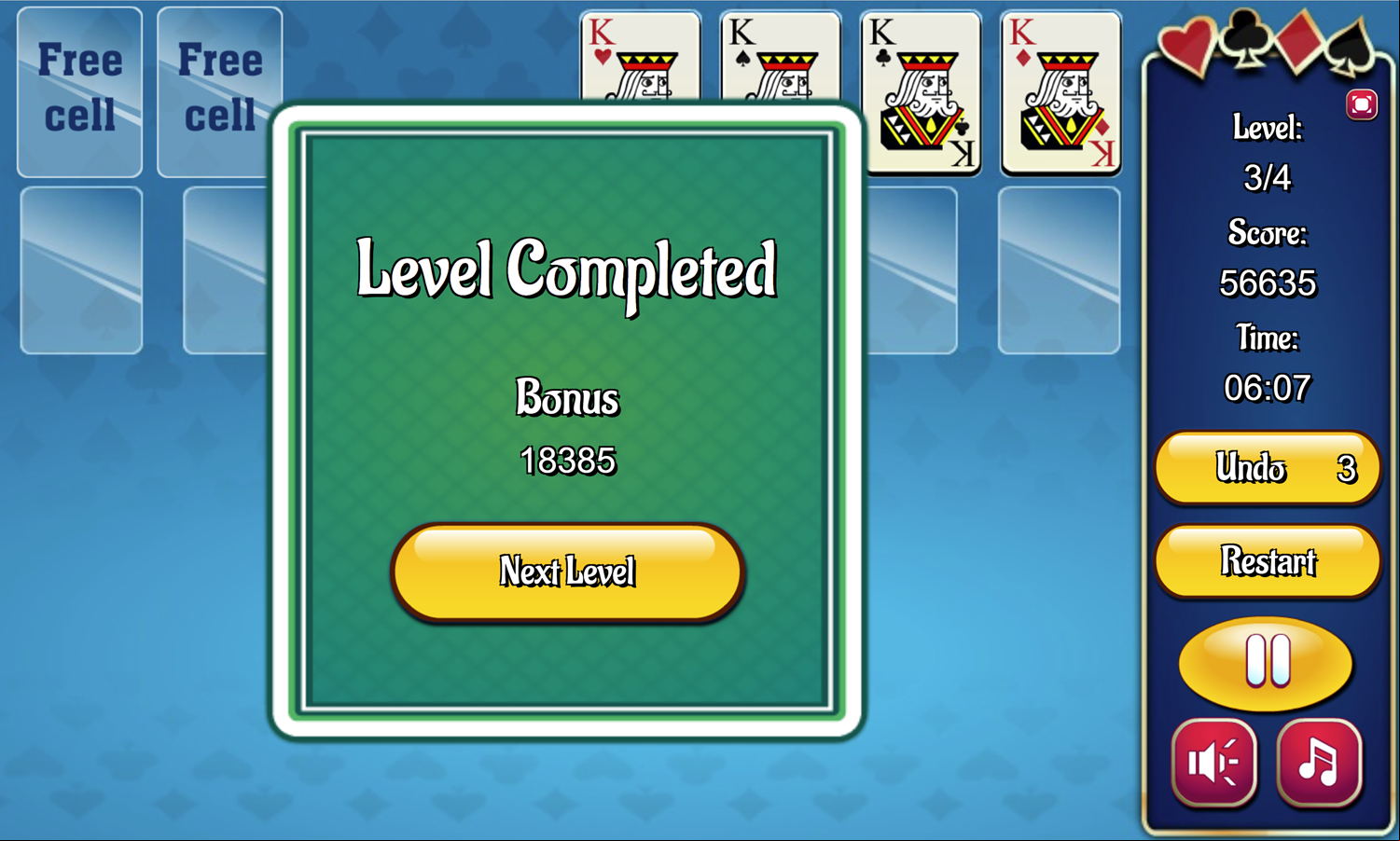 Yukon Freecell Game Third Level Screenshot.