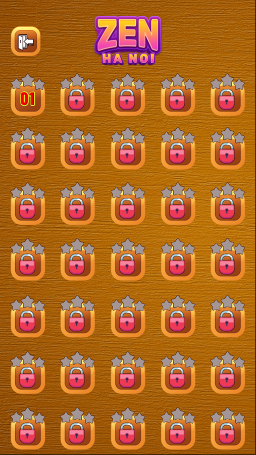 Zen Hanoi Game Level Select Screenshot.