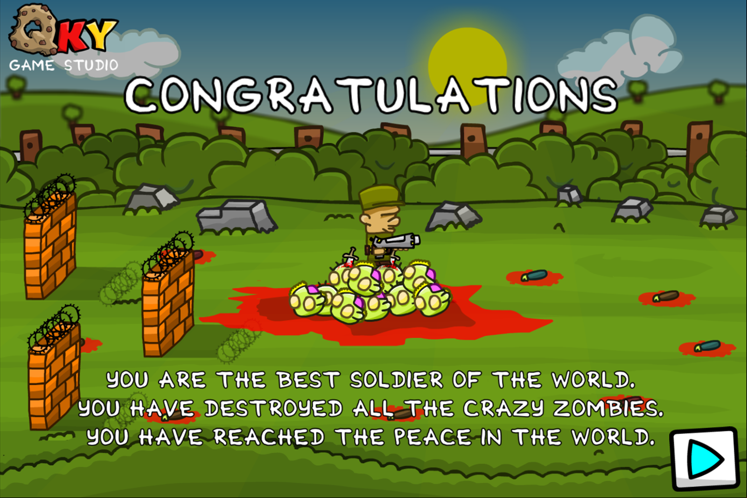 Zombie Killer Game Beat Screen Screenshot.